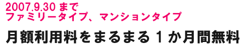 マンションタイプ　1ヶ月無料